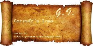 Gorzsás Irma névjegykártya